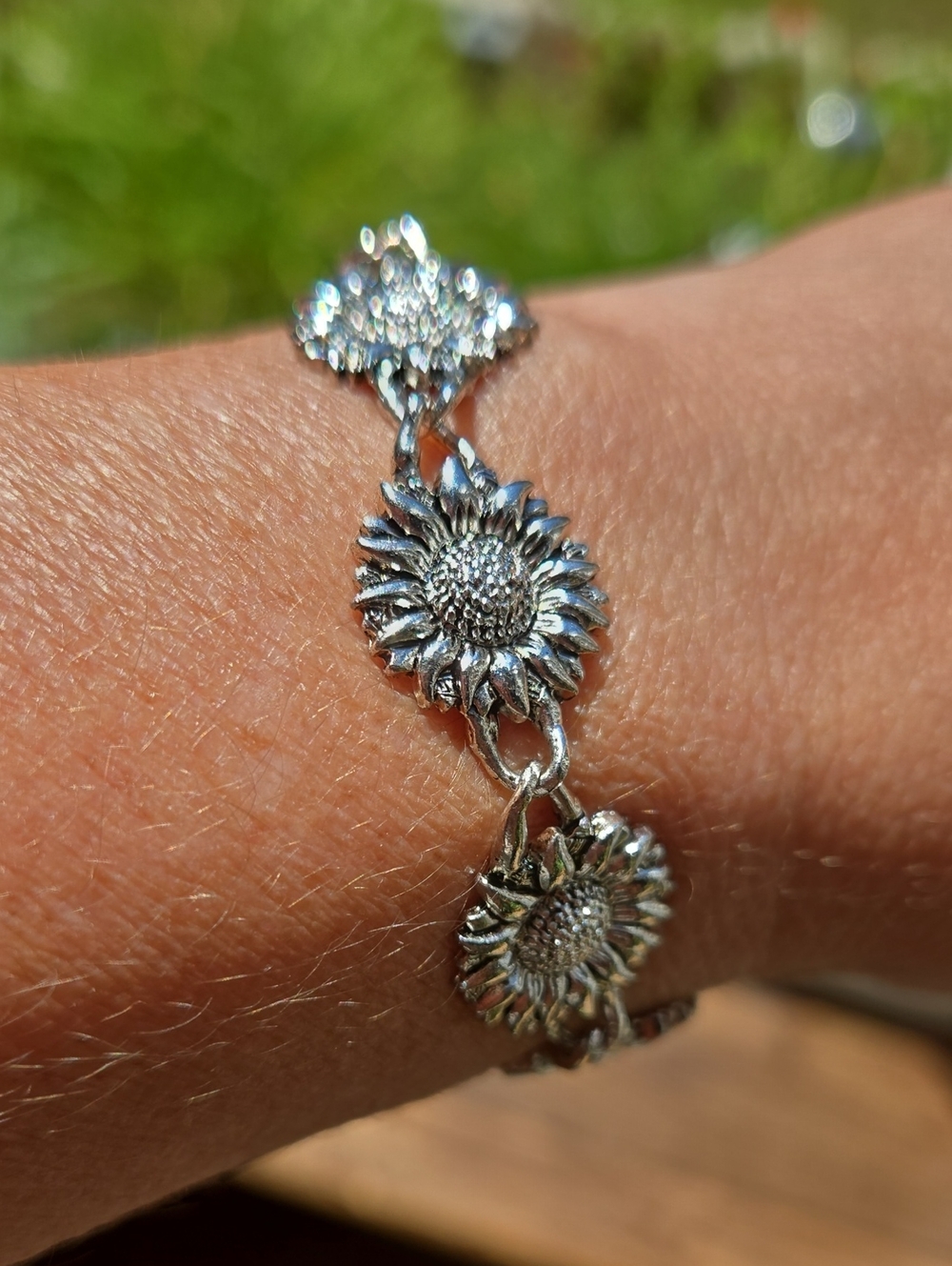 Sun Face Silver Charm Bracelet - Women Jewelry